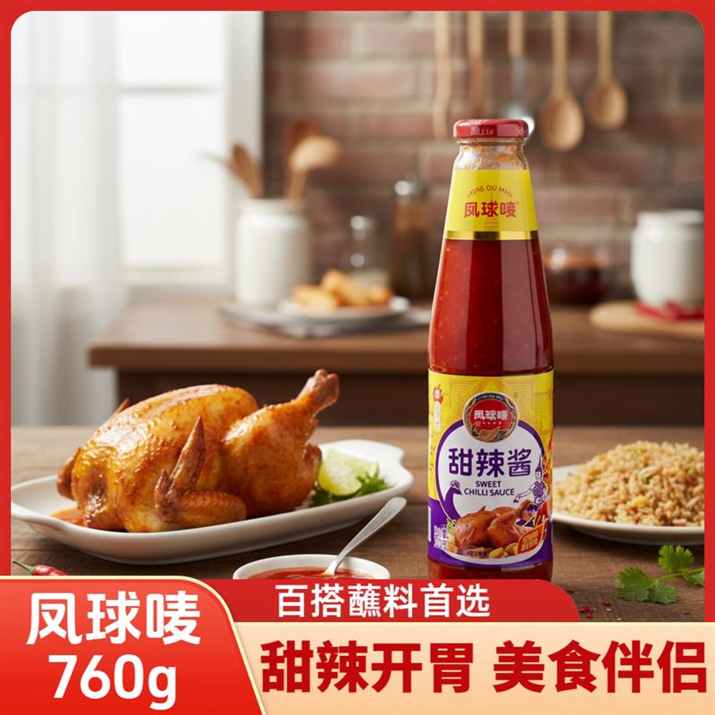 -凤球唛泰式甜辣酱760g手抓饼炸鸡凉拌沙拉干热面蘸酱泰式风味