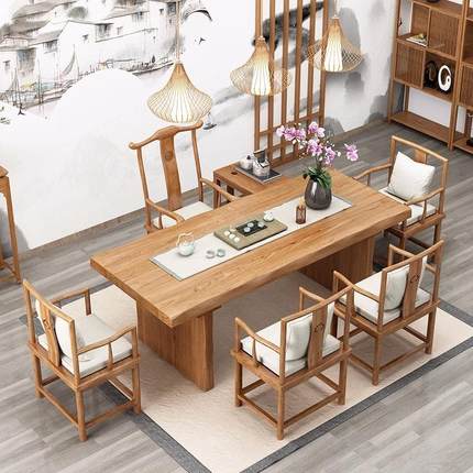 现代简约实木茶桌家用卧室原木泡茶桌办公室酒店接待会客茶桌全套