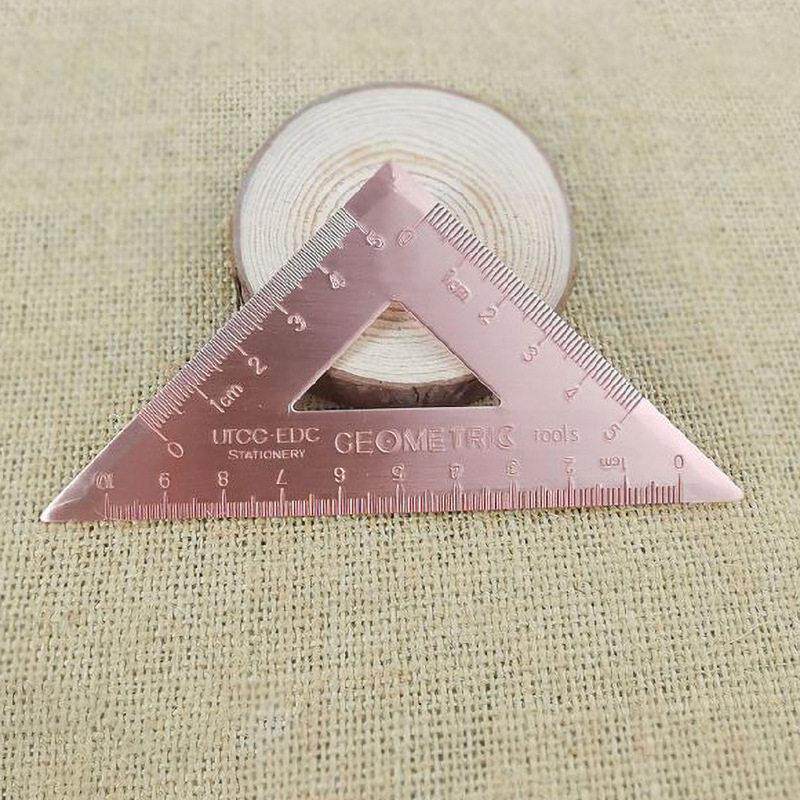 【厂家直销】创意铜尺子等腰等边三角尺金属紫铜玫瑰金 复古 学生