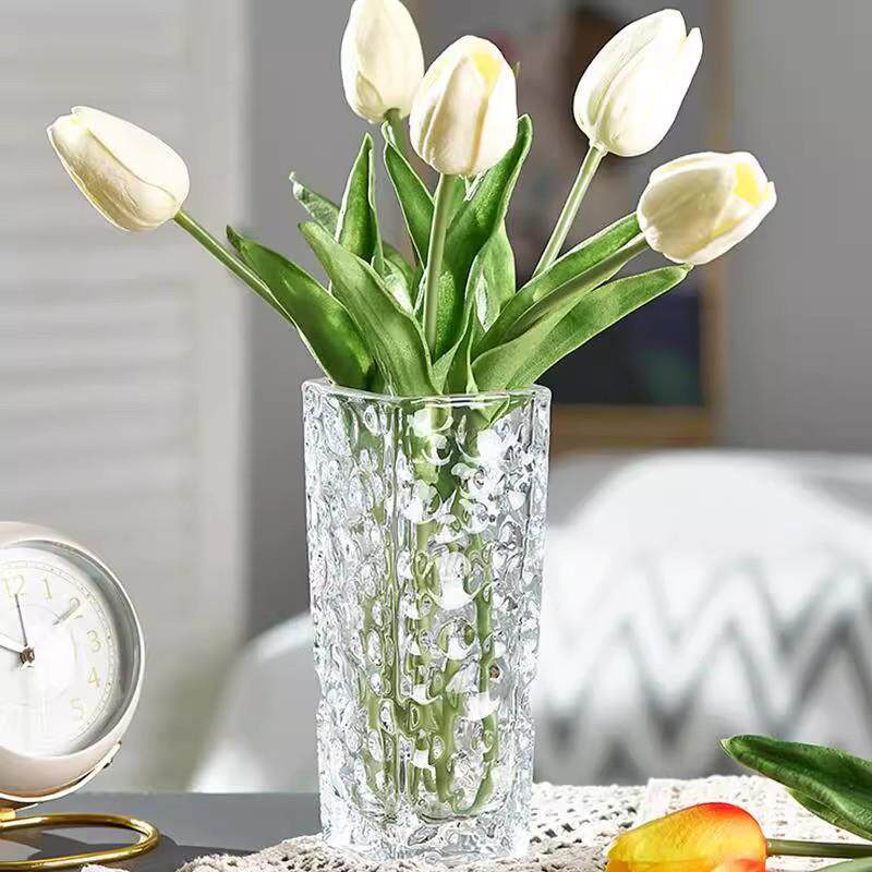 四方形玻璃花瓶透明水晶花瓶摆件家居装饰品单只花笔筒花瓶