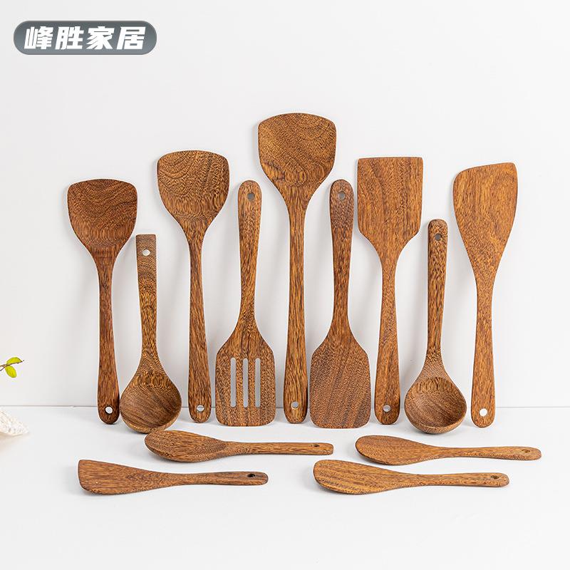 无漆鸡翅木锅铲锅勺不粘锅厨具煎铲长柄炒菜木铲子汤勺漏勺全套