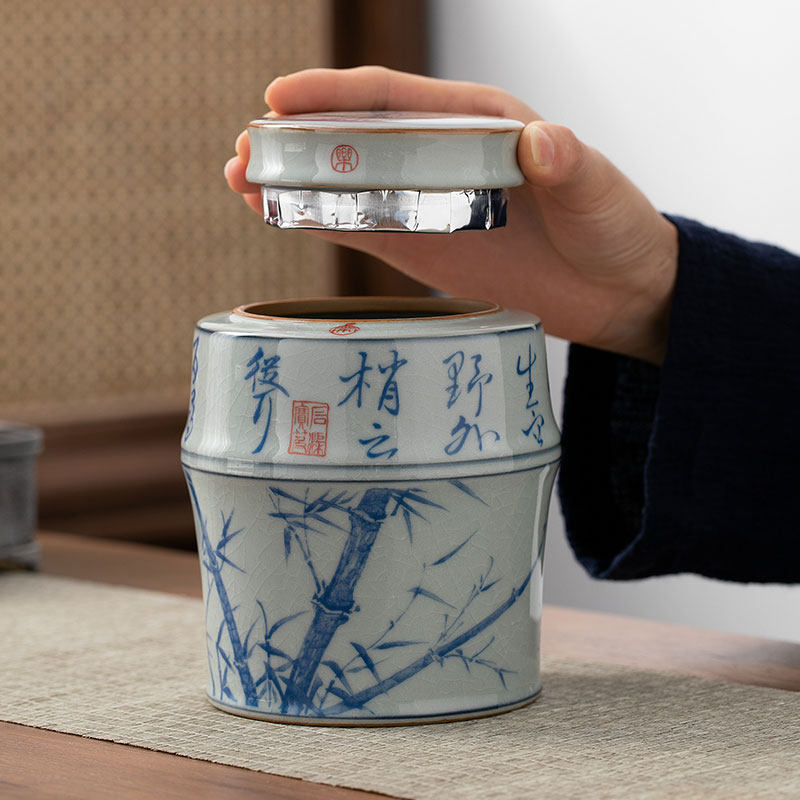 茶叶罐陶瓷山水竹储茶罐中式复古水墨风防潮储存罐密封罐空罐茶道,餐饮具,茶叶罐,淘宝优惠券,粉丝福利购,淘宝优惠卷