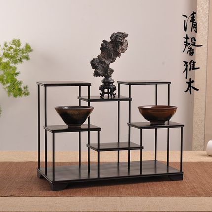实木小型博古架功夫茶具置物架多宝格茶杯茶杯玉器收纳摆件展示架