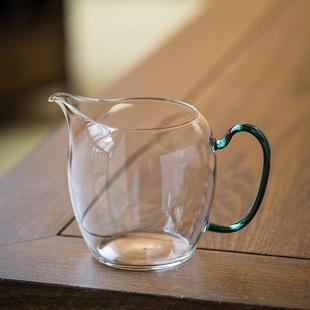 玻璃匀杯茶海分茶器 玻璃公道杯高端彩把玻璃公杯耐高温纯手工日式