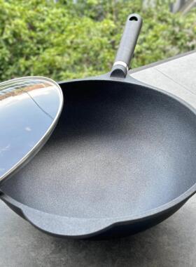 虞妈妈 原1k+特价约两折32CM陶瓷岩不沾锅炒锅家用燃气电磁炉通用