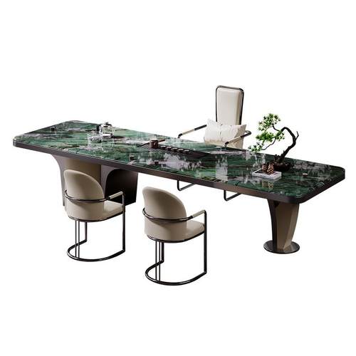 意式轻奢岩板茶桌椅组合办公室高端奢石大板茶台现代客厅家用茶桌