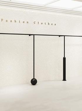 服装店展示架黑色陈列架铁艺烤漆挂衣架上墙壁挂男女装店专用货架