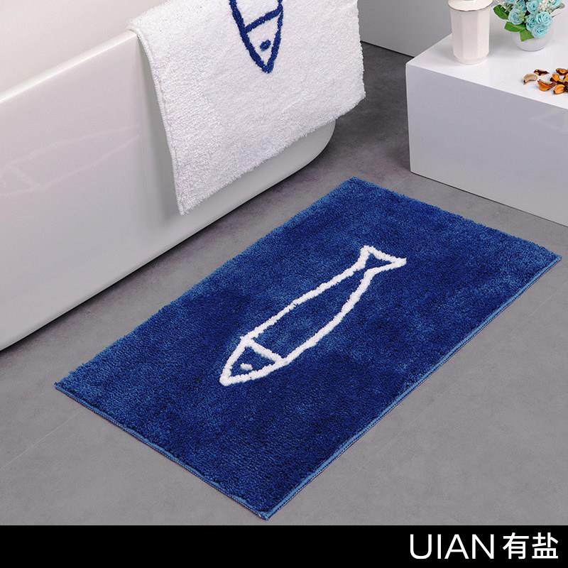 有盐｜卡通可爱小鱼蓝色地毯厕所门口浴室地垫吸水防滑卧室床边毯,居家布艺,地毯,淘宝优惠券,粉丝福利购,淘宝优惠卷