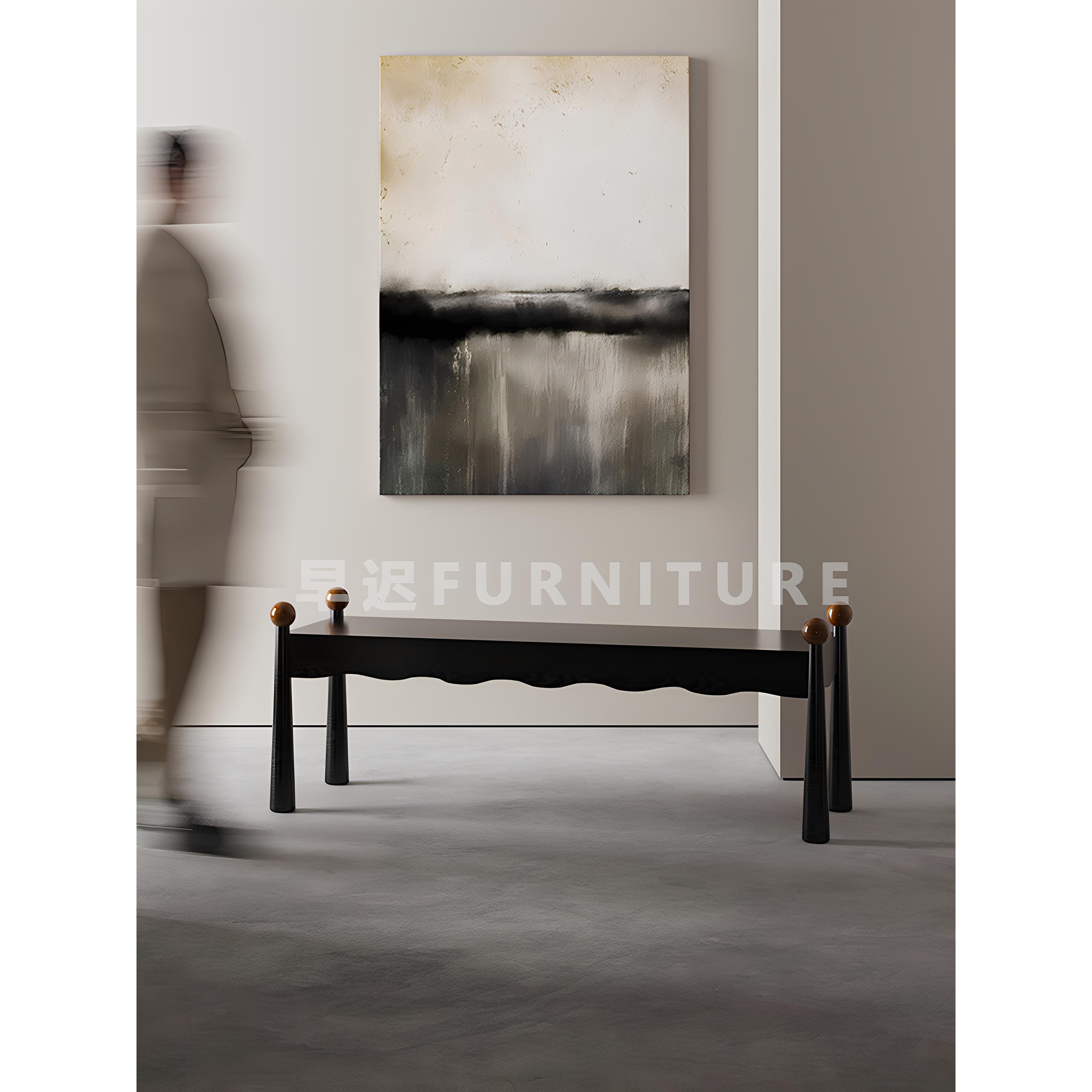 早迟中古风全实木长条凳家用客厅长凳餐椅设计师款茶凳入户换鞋凳