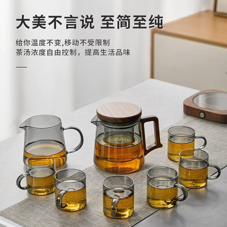 玻璃茶具套装家用茶盘小型办公室客厅会客功夫茶杯耐热茶壶泡茶器