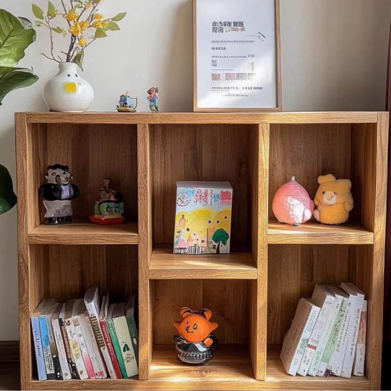老榆木书柜置物架新中式书架可分类储物格格子柜斗柜书桌组合柜子
