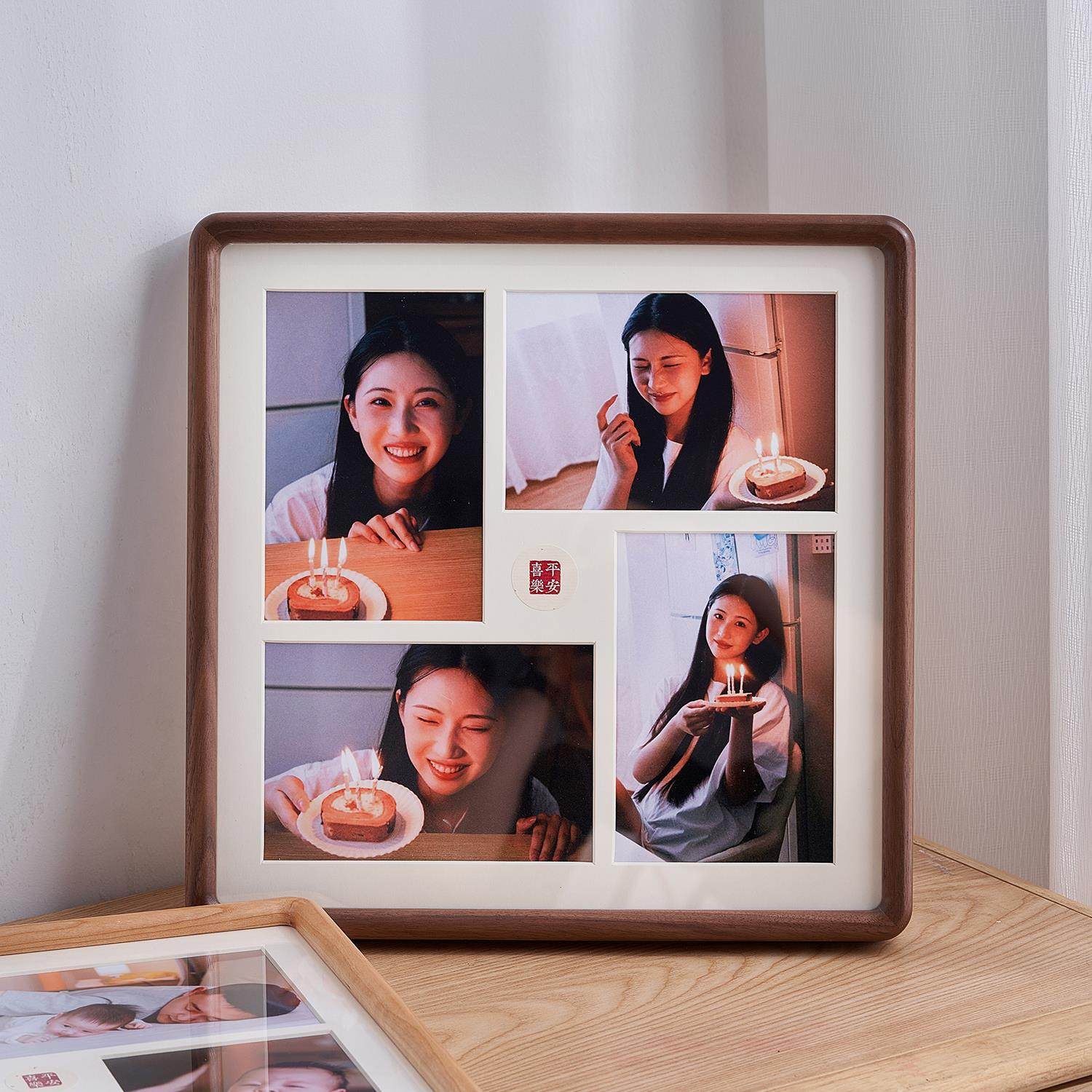 56寸组合实木拼图相框空框摆台定制挂墙结婚照高级方形宫格洗照片