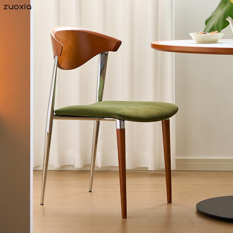 左下沐风椅复古风实木餐椅设计师轻奢家用椅子北欧中古简约靠背椅