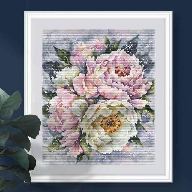 [cc3895 -浅色牡丹]十字绣2025新线绣自绣手工客厅系列