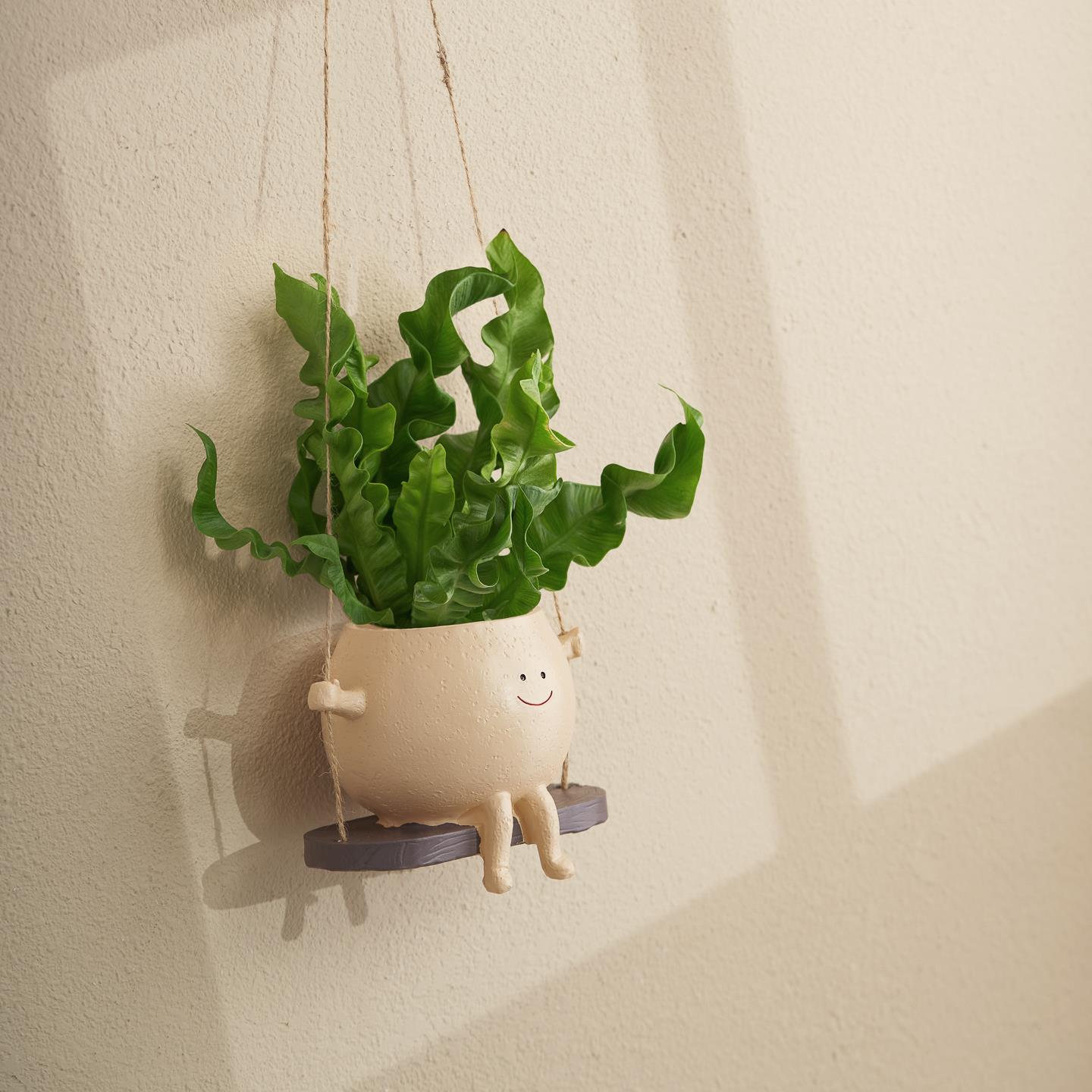 鸟巢蕨秋千吊兰树脂花盆植物办公室内简约个性创意田园小盆栽摆件