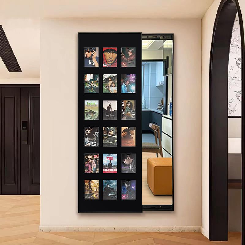 DIY创意穿衣镜玄关隐藏式镜子全身镜壁挂装饰画试衣镜隐形式推拉