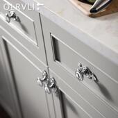 olrvli黄铜镀铬银小拉手法式 复古抽屉拉手轻奢橱柜把手亮银色拉手