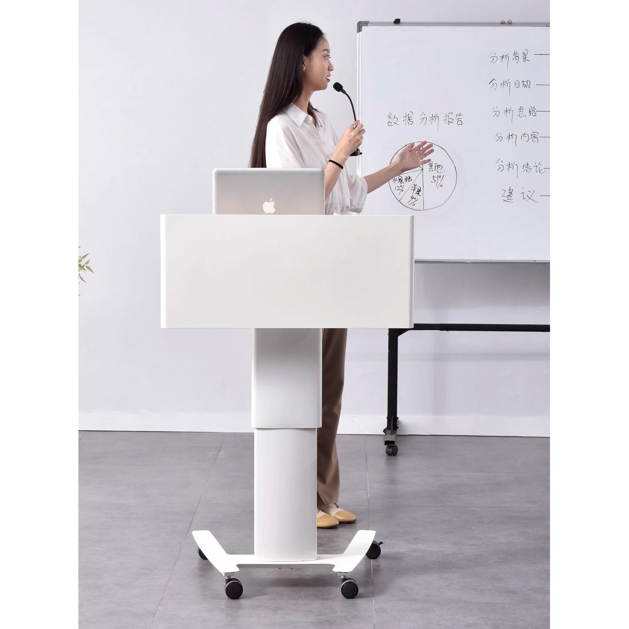 升降演讲台迎宾台简约教室会议室接待可移动桌子主持发言台讲台