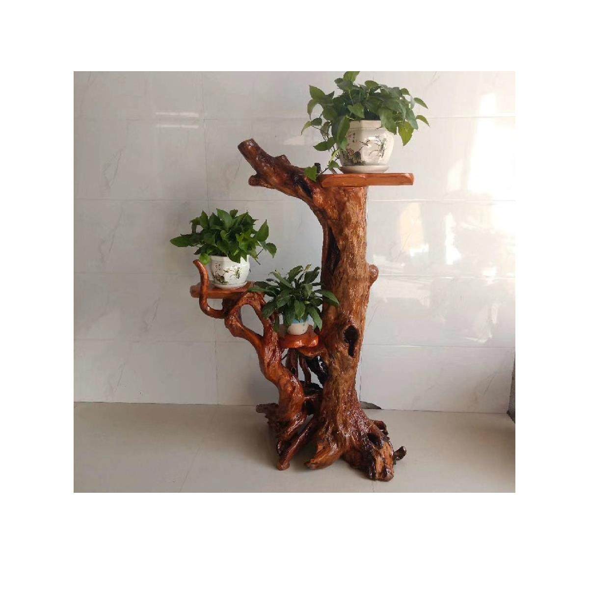 根雕花架实木根天然树根摆件客厅盆景底座香樟木花盆架艺术博古架