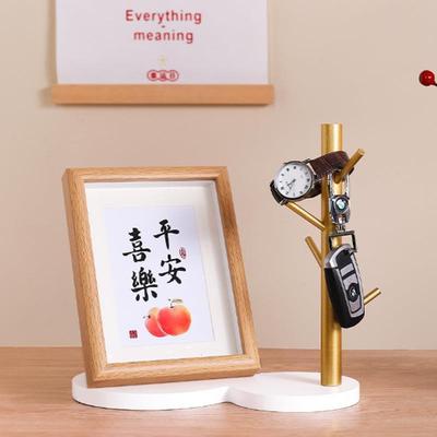 创意木质葫芦托盘树杈杯架进门玄关钥匙架客厅装饰摆件收纳架