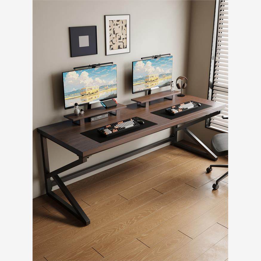 实木电脑桌家庭桌大板双电子运动桌长桌卧室书房桌工作台