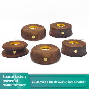 定制Led灯黑胡桃充电触摸实木夜灯木制工艺品水晶球发光底座
