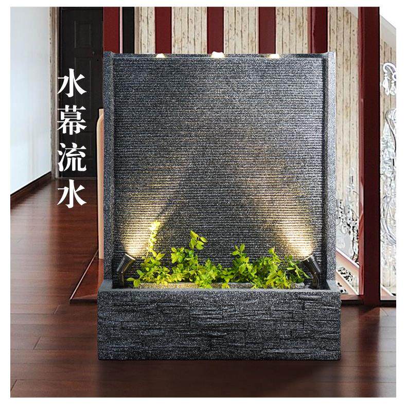 欧式喷泉流水墙简约阳台景观家居循环水背景客厅隔断办公前台摆件