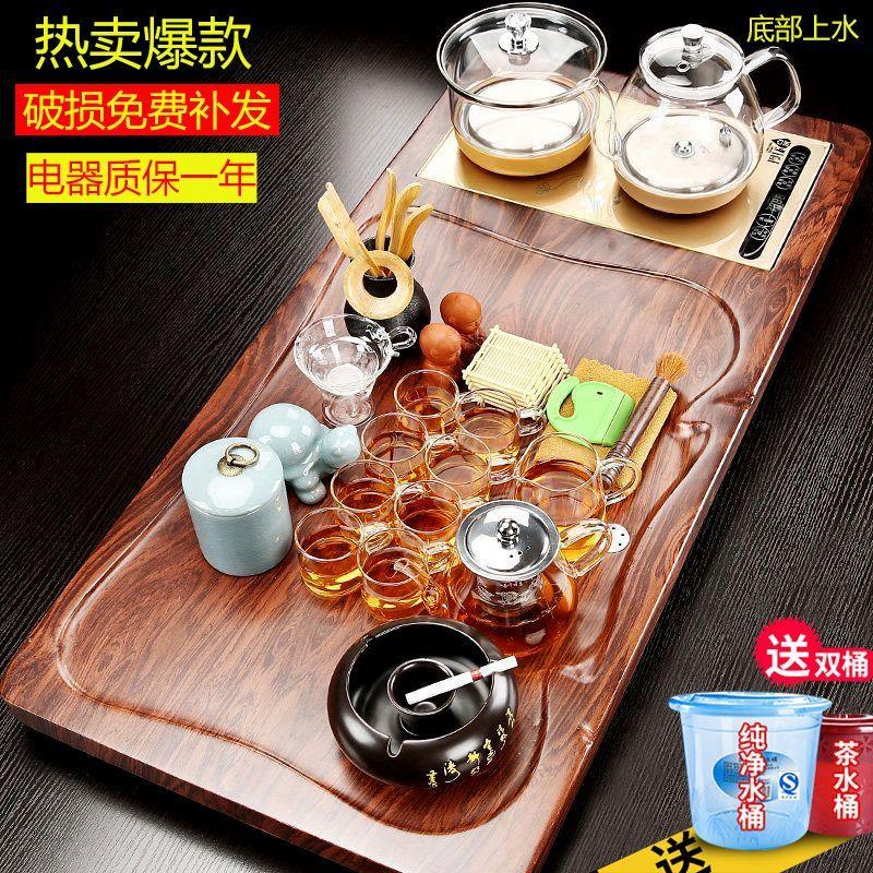 景惜家用全自动玻璃底部上水电磁炉实木茶盘功夫茶具套装一体茶台