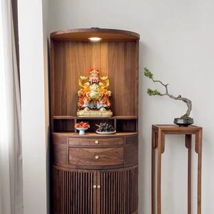 佛龛新中式实木立柜黑胡桃木观音佛像佛台家用定制神龛神台柜子