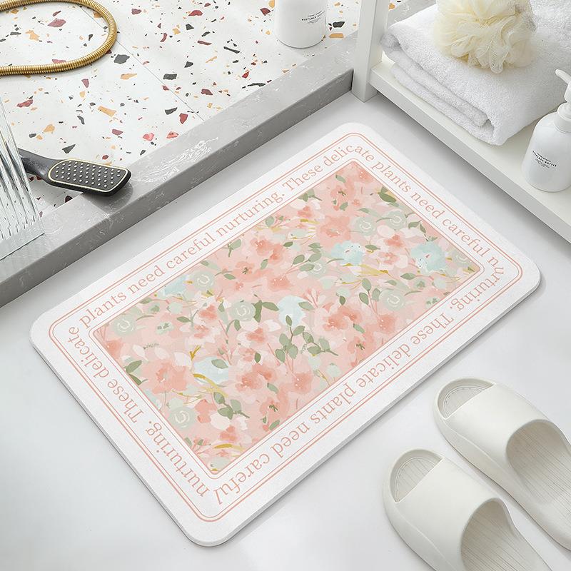 新鲜和花硅藻泥吸收垫浴室地板垫浴室脚垫吸收速干防滑硅藻土硬垫