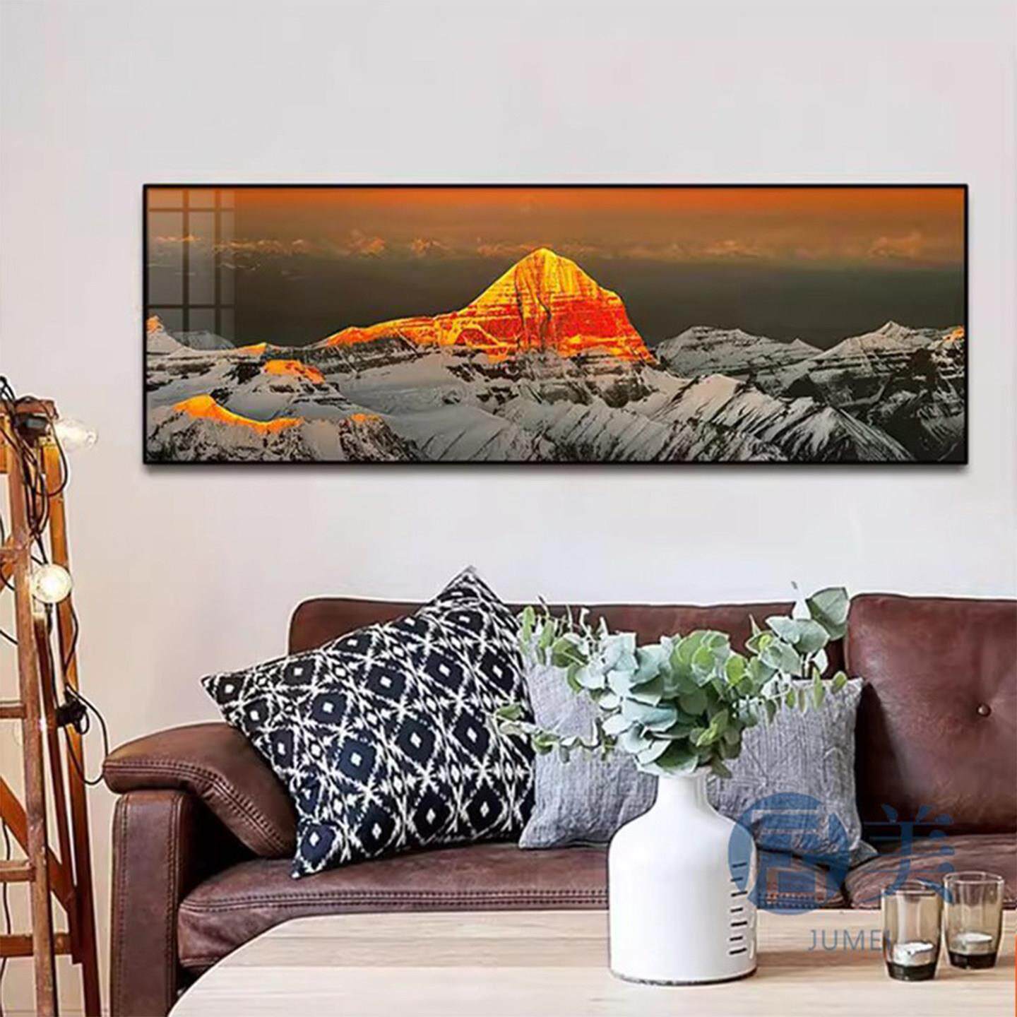 冈仁波齐日照金山装饰画雪山风景客厅沙发背景墙挂画卧室床头壁画