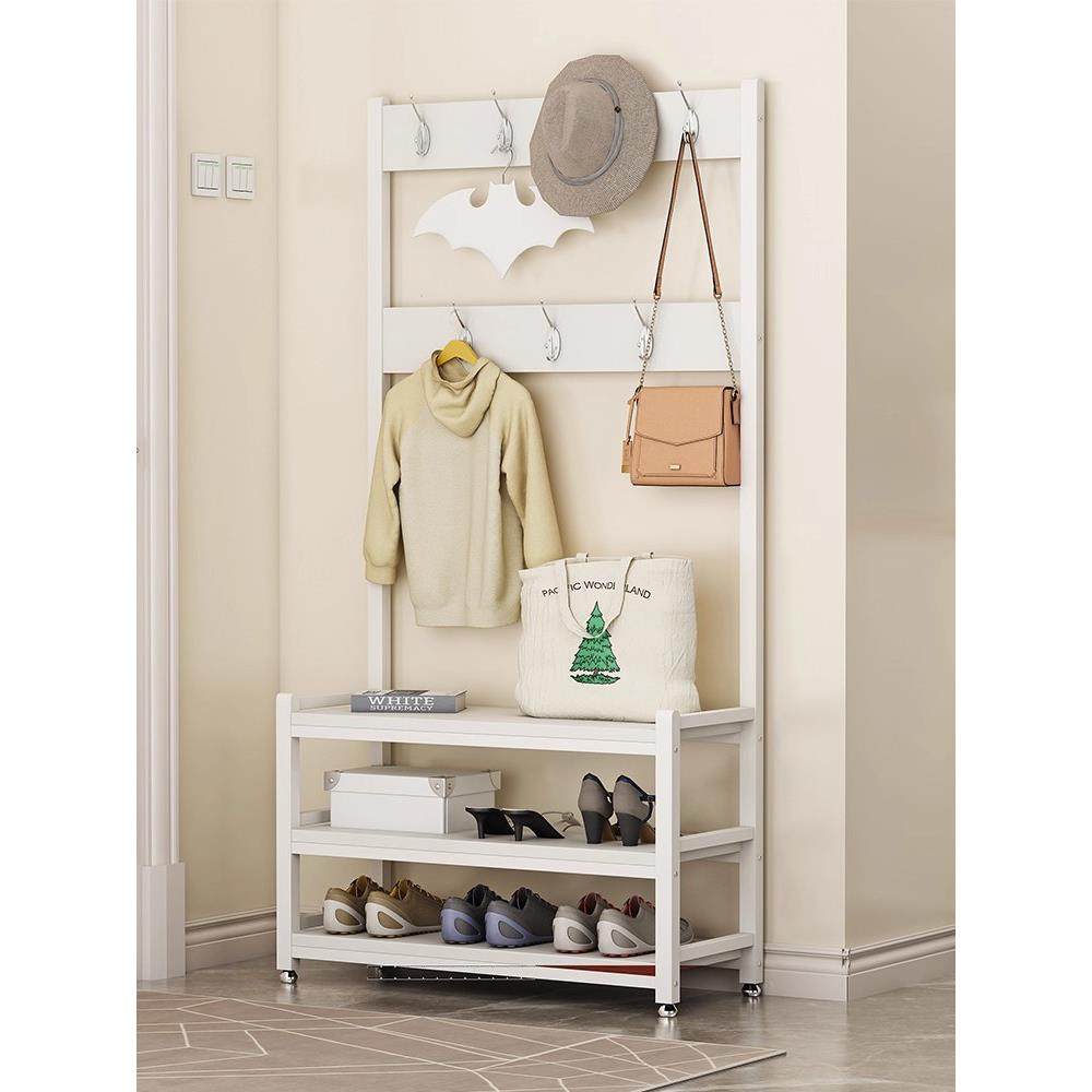 德国简易衣帽架鞋架一体入户门口换鞋凳挂衣架组合落地多功能家用