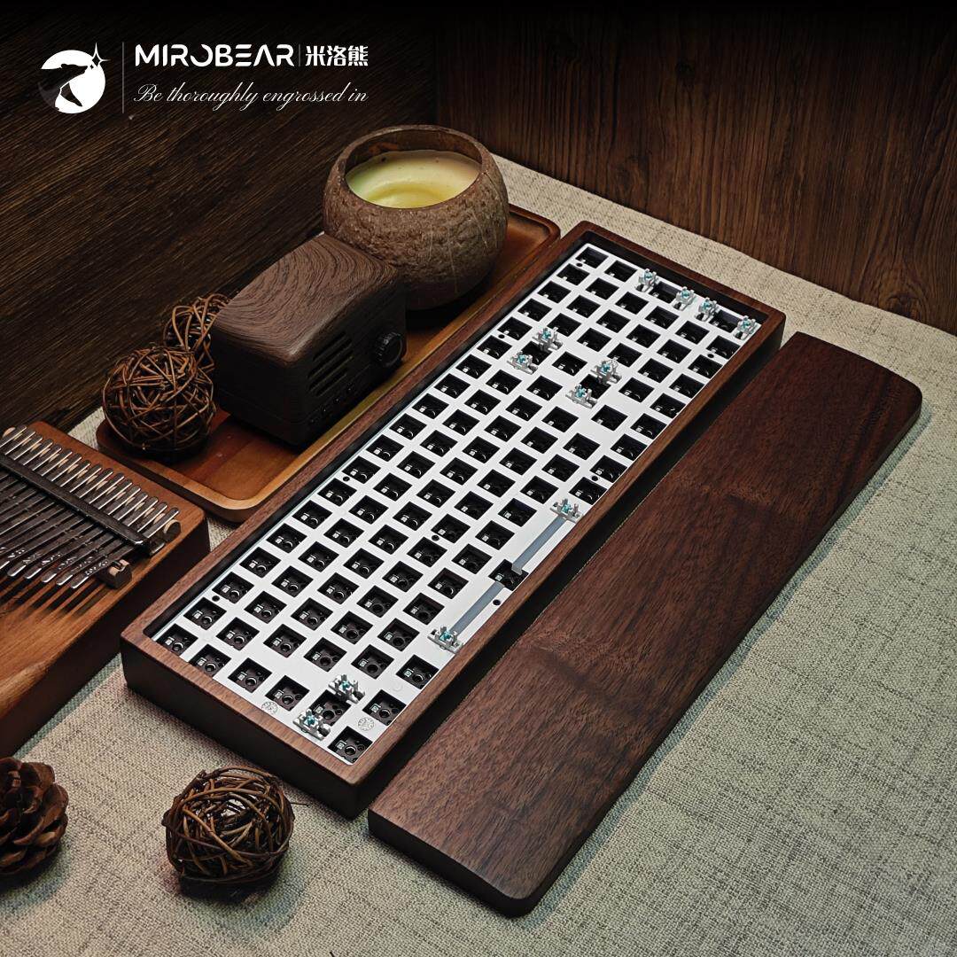 【胡桃木MR100套件】三模RGB实木机械键盘木坨坨客制化创意送礼