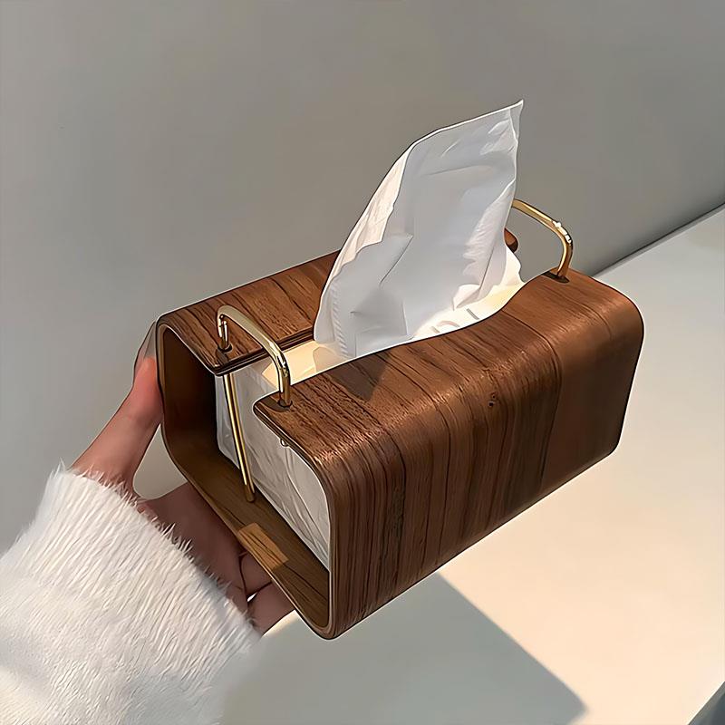 黑胡桃木纸巾盒抽纸盒创意复古纸抽盒客厅轻奢纸盒实木收纳盒家用