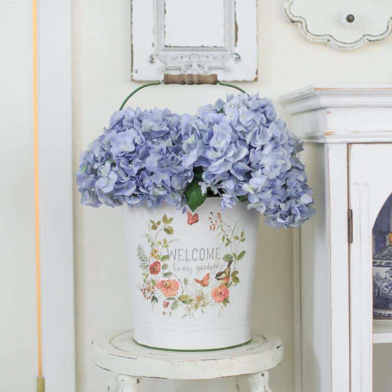 森得源醒花桶做旧鲜花桶复古铁艺泡花插花花店家用花器装饰大花盆