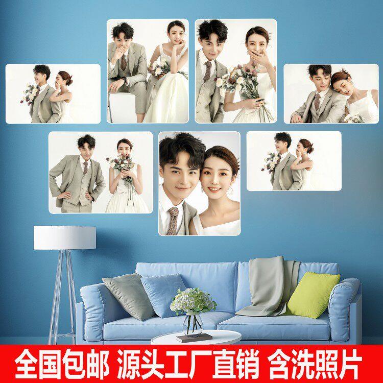 客厅装饰照片墙水晶婚纱照放大相框挂墙组合沙发相簿背景墙定制作