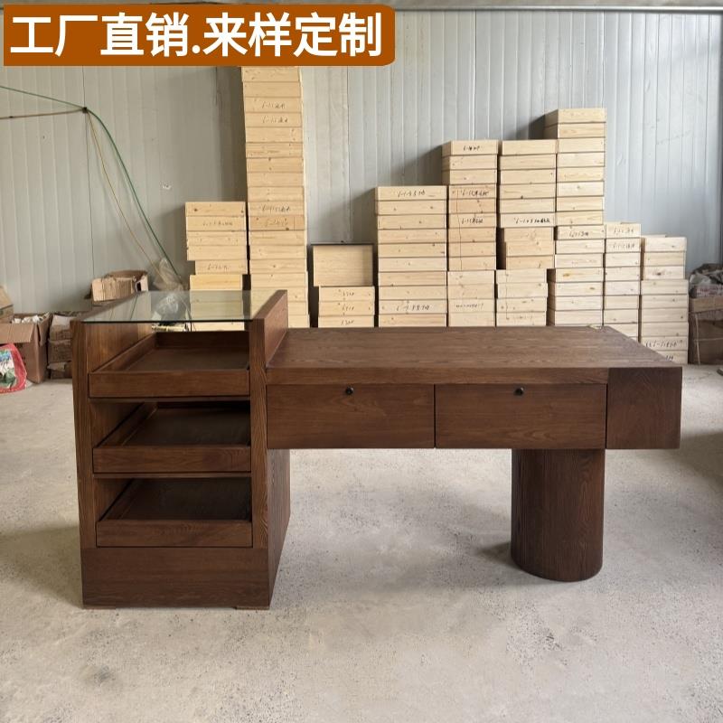 覆古法式中岛桌展示台服装店铺收银柜台展示柜流水台女装店鞋柜斗