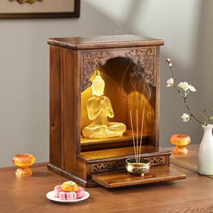 异丽实木佛龛供桌神台柜佛台财神柜子神龛壁挂式小型佛柜佛龛柜