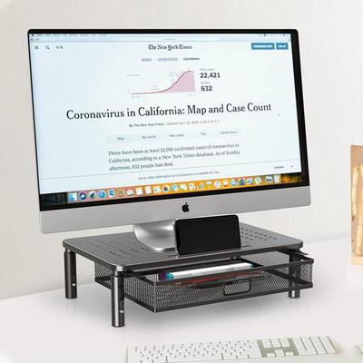 显示器电脑支架带抽屉置物收纳架可升降笔记本台式增高架底座架子