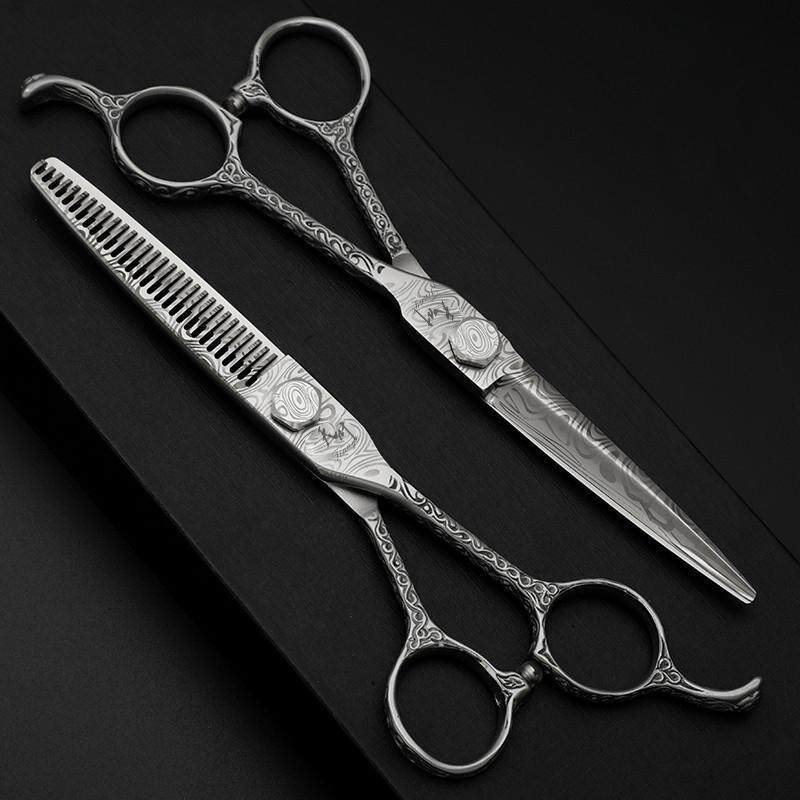 大马士革美发剪刀平剪无痕牙剪打薄理发店刀剪发型师专业高档套装