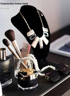 现代轻奢样板房展厅衣帽间项炼项炼架首饰桌面托盘组合摆件装饰品