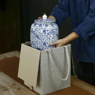 茶叶盒家用中式 青花瓷国风陶瓷罐茶罐密封罐储存罐礼盒装 红绿白茶