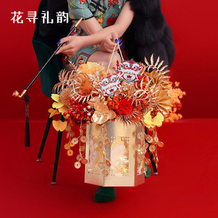 新年元宵花桶福桶如意丰登手提礼盒冬青银柳插花盒中国风抱抱桶盒