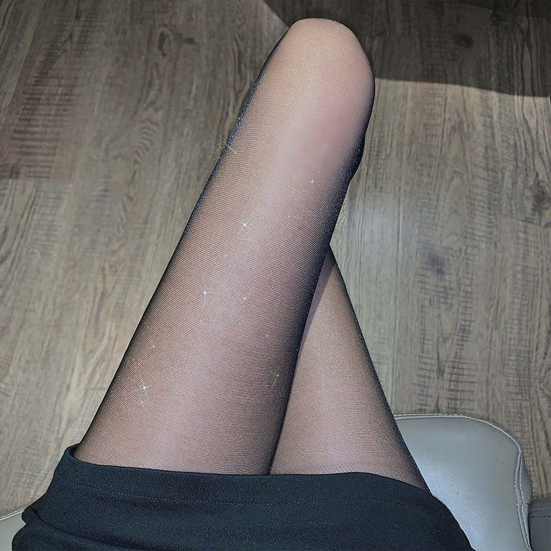 夏季新款网红亮晶晶珠光肤色丝袜女ins薄款光腿神器黑色连裤袜子