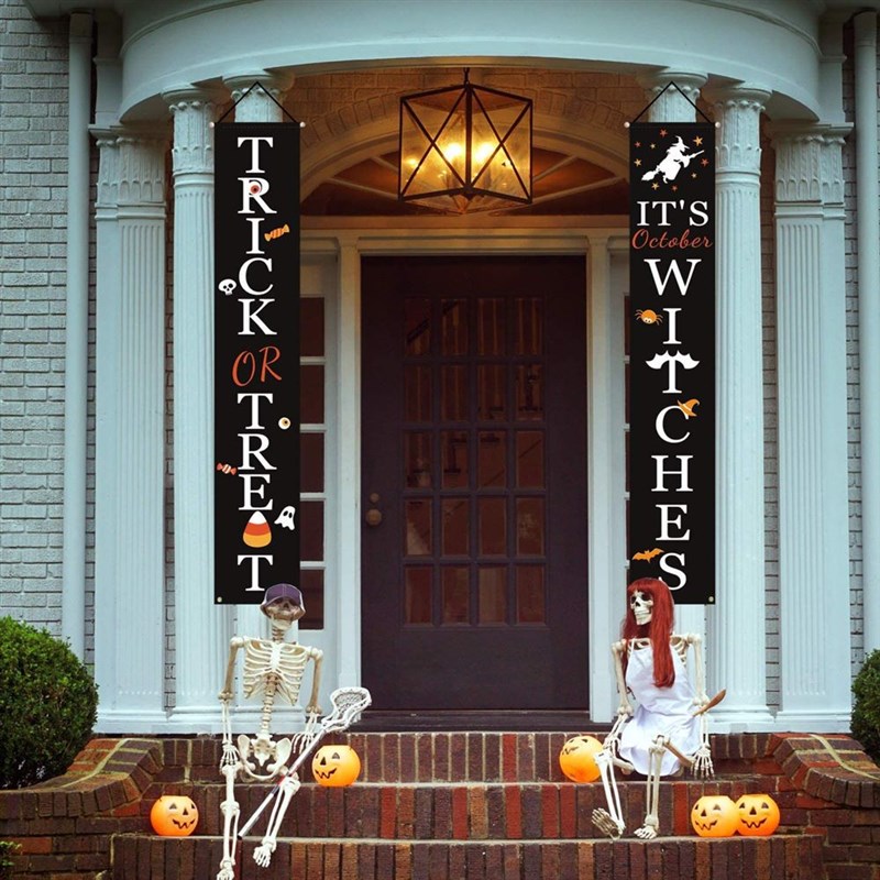 Halloween Couplet Decoration Trick or Treat Witch Front Door