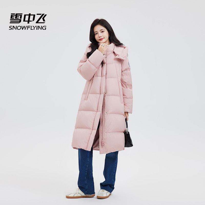 雪中飞羽绒服女款中长款
