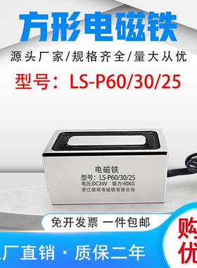 方形电吸盘LS-P60/0/25长方形电磁铁工业直流牵引吸力40KG