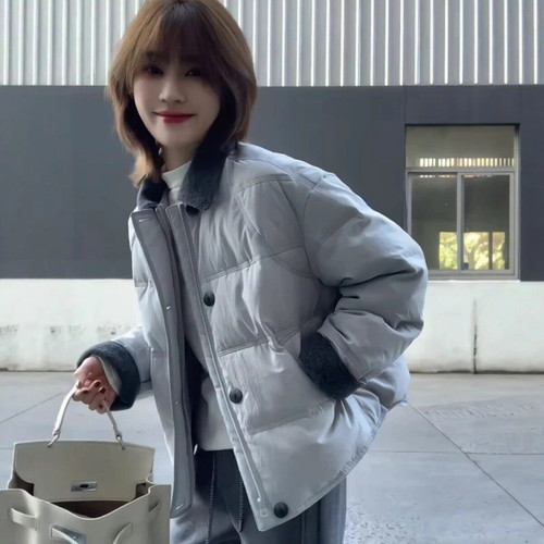 韩系短款厚羽绒棉服女2026冬新