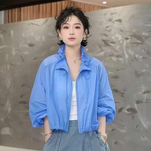 韩系时尚立领轻薄款防晒衣外套女