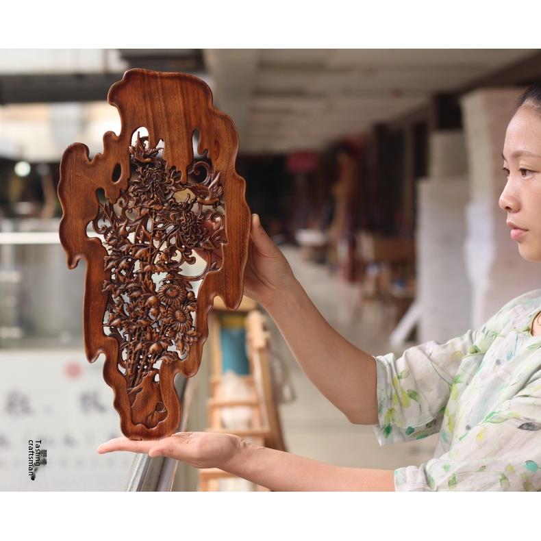 东阳木雕挂件实木壁挂客厅书房床及早餐中国装饰画背景墙梅兰竹菊